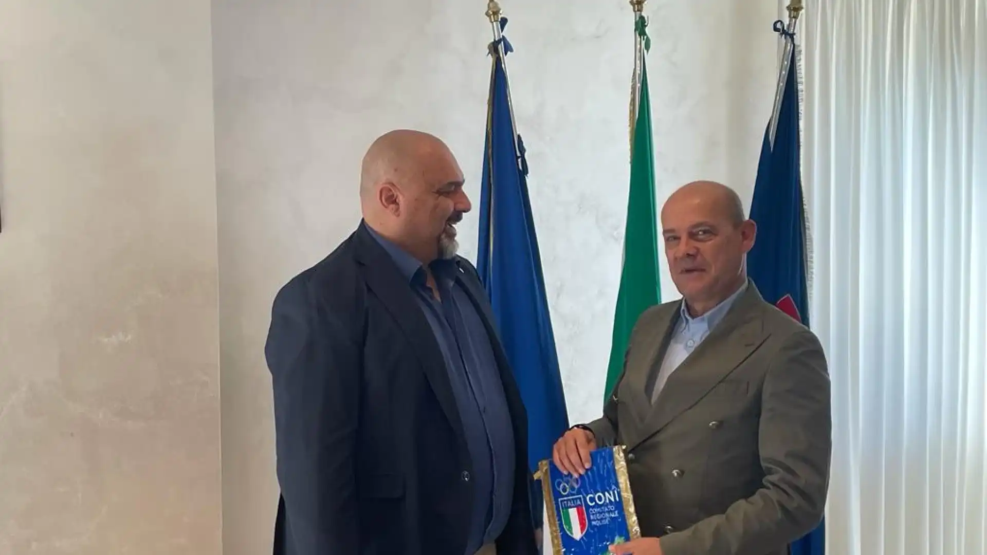 Coni Molise: il presidente D’Angelo incontra il presidente del Consiglio regionale Quintino Pallante.